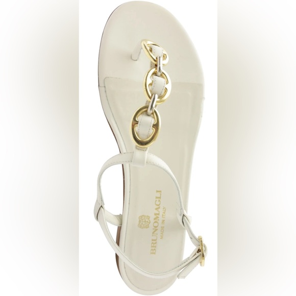 BRUNO MAGLI MARINA LEATHER EMBELLISHED THONG SANDAL - OFF WHITE. Size 9M - Picture 4 of 8